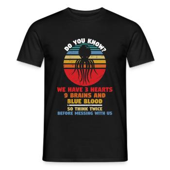 We Have Hearts Brains Blue Blood Think Twice - Men's T-Shirt - black - Front - AI Model Male 178 light (178cm)