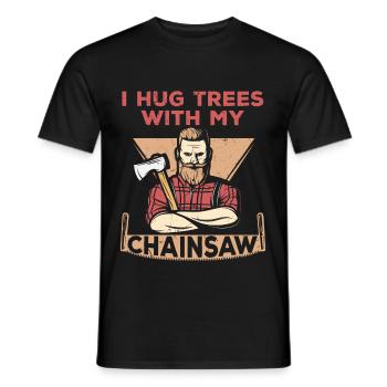 I Hug Trees With My Chainsaw - Männer T-Shirt - Schwarz - Vorne - AI Model Male 178 light (178cm)