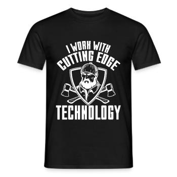 I Work With Cutting Edge Technology - Männer T-Shirt - Schwarz - Vorne - AI Model Male 178 light (178cm)
