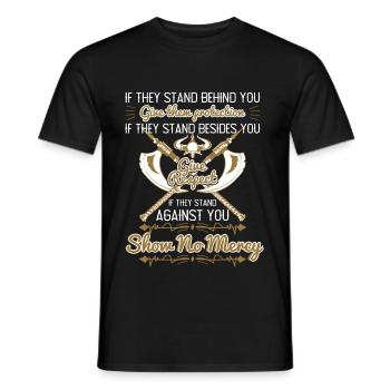 Give Protection Respect No Mercy - Männer T-Shirt - Schwarz - Vorne - AI Model Male 178 light (178cm)