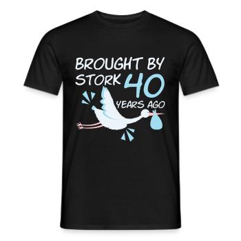Brought By Stork 40 Years Ago 40s Birthday - Männer T-Shirt - Schwarz - Vorne - AI Model Male 178 light (178cm)