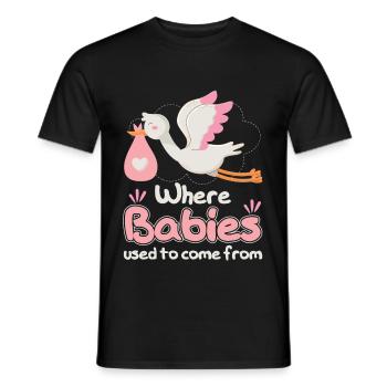 Where Babies Used To Come From Stork - Männer T-Shirt - Schwarz - Vorne - AI Model Male 178 light (178cm)