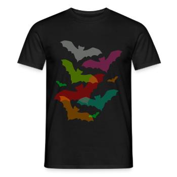 bunte Fledermäuse zu Halloween - Männer T-Shirt - Schwarz - Vorne - AI Model Male 178 light (178cm)