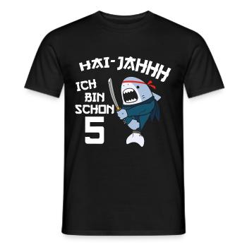 5. Geburtstag Ninja 5 Jahre Ninja Hai Kostüm - Männer T-Shirt - Schwarz - Vorne - AI Model Male 178 light (178cm)