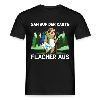 Sah Auf Der Karte Flacher Aus FaulWanderer - Männer T-Shirt - Schwarz - Vorne - AI Model Male 178 light (178cm)