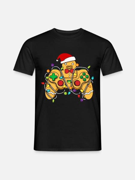 Christmas Gaming Controller Gingerbread - Männer T-Shirt - Schwarz