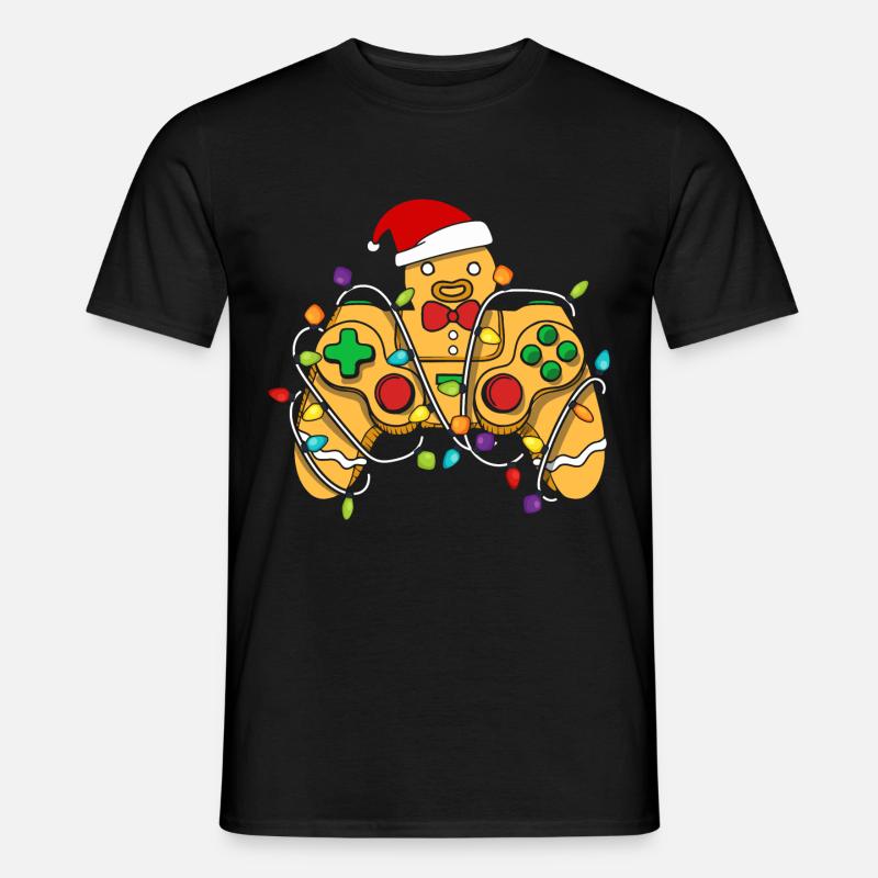 Christmas Gaming Controller Gingerbread - Männer T-Shirt - Schwarz
