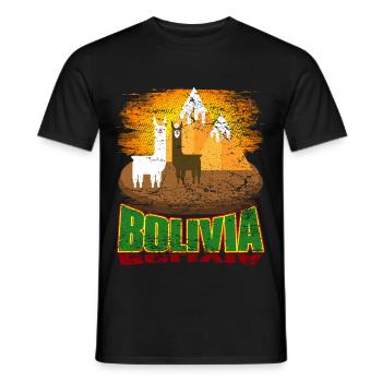 Bolivie Amérique du Sud Lamas Alpacas Pays Cadeau - T-shirt homme - noir - Devant - AI Model Male 178 light (178cm)