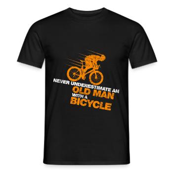 Old man on the bike can still ride - Men's T-Shirt - black - Front - AI Model Male 178 light (178cm)