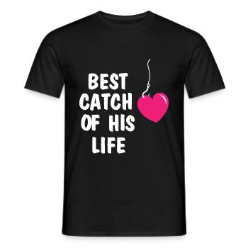Meilleur cadeau de pêcheur de pêcheur de la Saint-Valentin - T-shirt homme - noir - Devant - AI Model Male 178 light (178cm)
