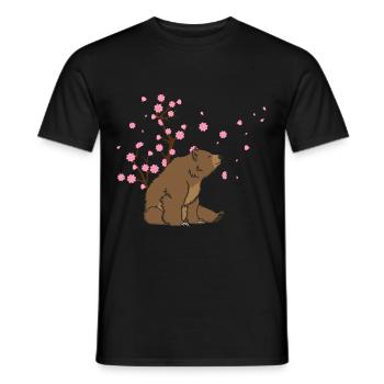 Cherry Blossom Bear Japanese Sakura Flower - Men's T-Shirt - black - Front - AI Model Male 178 light (178cm)