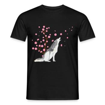Cherry Blossom Siberian Husky Japanese Sakura Flower - Men's T-Shirt - black - Front - AI Model Male 178 light (178cm)