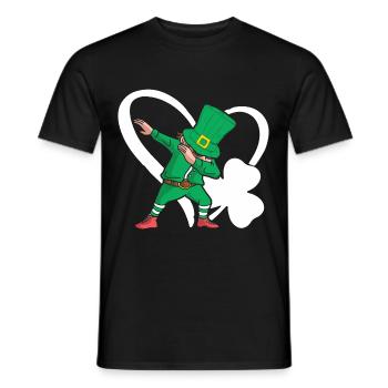 Dabbing St. Patty Cloverleaf Chapeau Coeur - T-shirt homme - noir - Devant - AI Model Male 178 light (178cm)