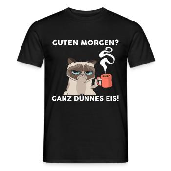 Guten Morgen Ganz Dünnes Eis Katze - Männer T-Shirt - Schwarz - Vorne - AI Model Male 178 light (178cm)
