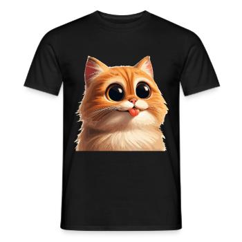 Chat aux yeux énormes - T-shirt homme - noir - Devant - AI Model Male 178 light (178cm)