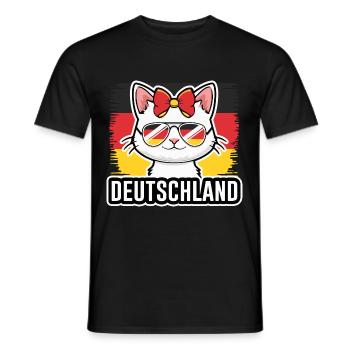 Deutschland Katze Fußball Katzenliebhaber - Männer T-Shirt - Schwarz - Vorne - AI Model Male 178 light (178cm)