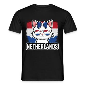 Niederlande Katze Fußball Katzenliebhaber - Männer T-Shirt - Schwarz - Vorne - AI Model Male 178 light (178cm)