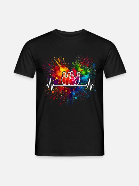 Bowling Herzschlag - Männer T-Shirt - Schwarz