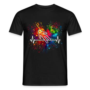 Astronaut Herzschlag Farbspritzer Planeten - Männer T-Shirt - Schwarz - Vorne - AI Model Male 178 light (178cm)