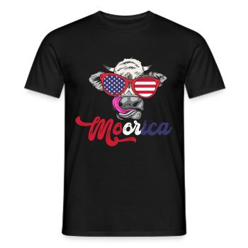 Moorica Cow USA Drapeau - T-shirt homme - noir - Devant - AI Model Male 178 light (178cm)