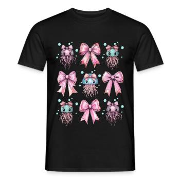 Coquette Schleife Qualle Ozean Mädchen Mama rosa - Männer T-Shirt - Schwarz - Vorne - AI Model Male 178 light (178cm)