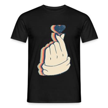 Saranghae Kpop Doigt Coeur Kdrama Rétro Line Art - T-shirt homme - noir - Devant - AI Model Male 178 light (178cm)