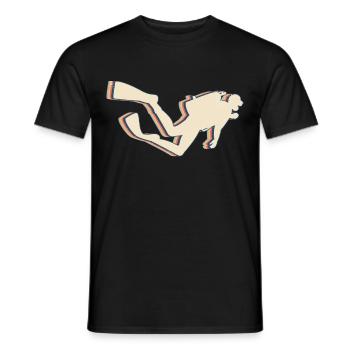 Diving Diver Retro Line Art - Men's T-Shirt - black - Front - AI Model Male 178 light (178cm)