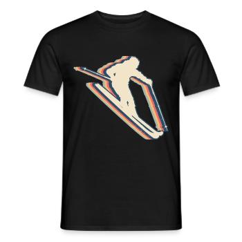 Skiing Ski Skier Retro Line Art - Men's T-Shirt - black - Front - AI Model Male 178 light (178cm)