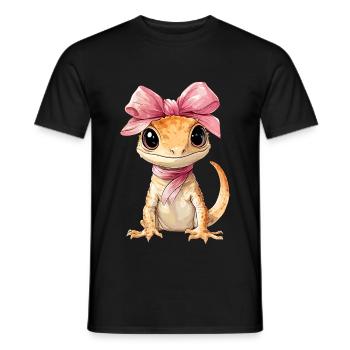 Coquette Bow Bonnet Gecko Lizard Mom Girl Pink - Men's T-Shirt - black - Front - AI Model Male 178 light (178cm)