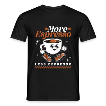 More Espresso Less Depresso Coffee - Männer T-Shirt - Schwarz - Vorne - AI Model Male 178 light (178cm)