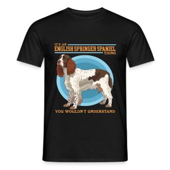 English Springer Spaniel Dog Gift - Men's T-Shirt - black - Front - AI Model Male 178 light (178cm)