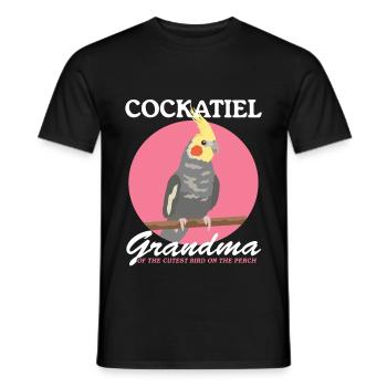 Cadeau propriétaire de l’oiseau calopsitte grand-mère - T-shirt homme - noir - Devant - AI Model Male 178 light (178cm)