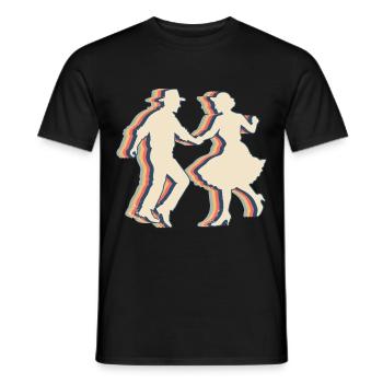 Square Dance Dancing Retro Line Art - Men's T-Shirt - black - Front - AI Model Male 178 light (178cm)