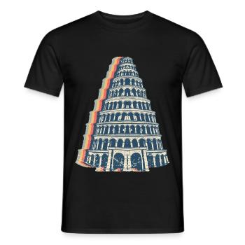 Turm von Babel Bibel Retro Line Art - Männer T-Shirt - Schwarz - Vorne - AI Model Male 178 light (178cm)