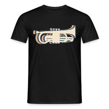 Trumpet Instrument Trumpeter Retro Line Art - Men's T-Shirt - black - Front - AI Model Male 178 light (178cm)