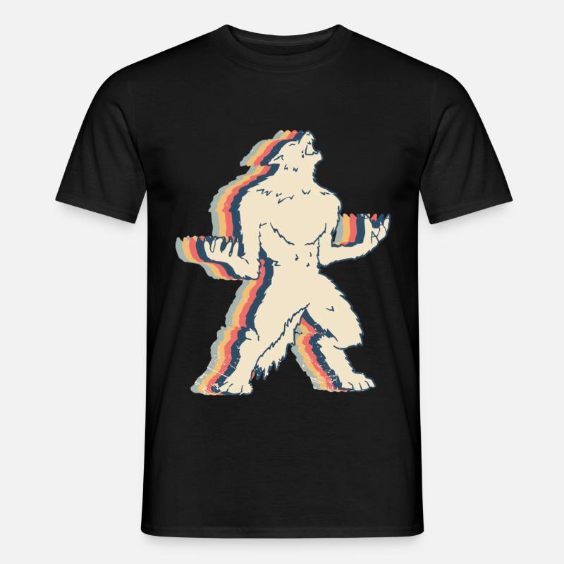 Werwolf Wolf Retro Line Art - Männer T-Shirt - Schwarz
