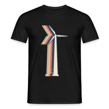 Windturbine Techniker Retro Line Art - Männer T-Shirt - Schwarz - Vorne - AI Model Male 178 light (178cm)