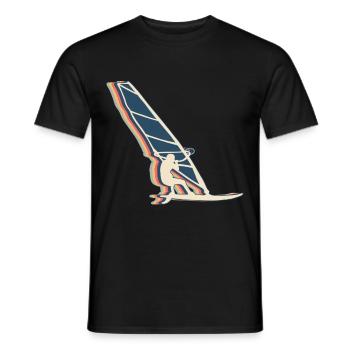 Windsurfer Windsurfing Retro Line Art - Men's T-Shirt - black - Front - AI Model Male 178 light (178cm)
