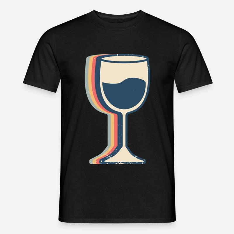 Weintrinkender Trinker Retro Line Art - Männer T-Shirt - Schwarz