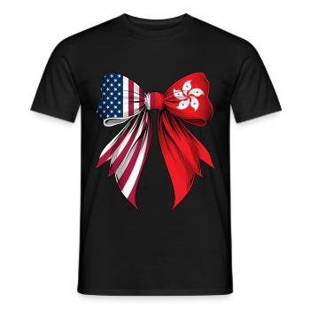 Coquette Bow Hong Kong Roots Hong Kongers Pride - Men's T-Shirt - black - Front - AI Model Male 178 light (178cm)