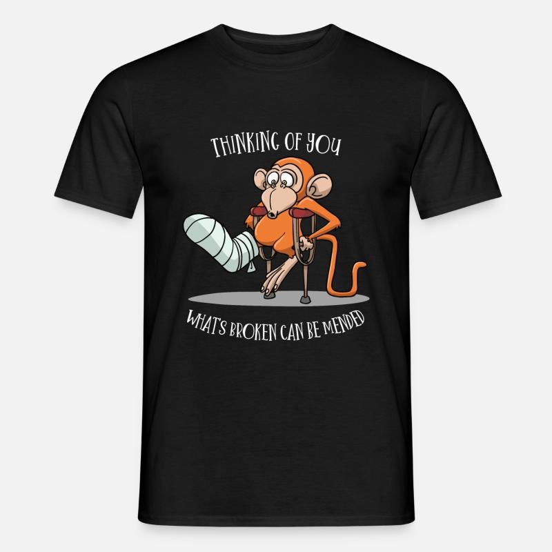 Knochenbruch Unfall Krücken Heilen Geschenk Idee - Männer T-Shirt - Schwarz