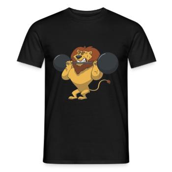 Weightlifting lion power gift idea - Men's T-Shirt - black - Front - AI Model Male 178 light (178cm)