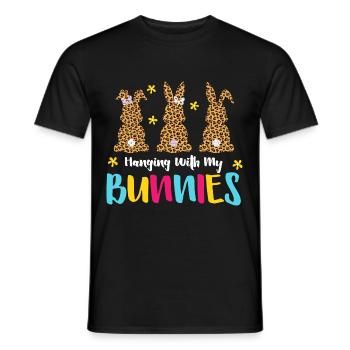 Accrocher avec mes lapins lapins à carreaux - T-shirt homme - noir - Devant - AI Model Male 178 light (178cm)