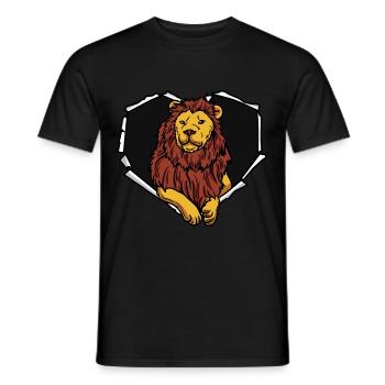 Lion Crack Torn Hole Heart Lion Face - Men's T-Shirt - black - Front - AI Model Male 178 light (178cm)