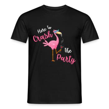 Here To Crash The Party Flamingo - Männer T-Shirt - Schwarz - Vorne - AI Model Male 178 light (178cm)