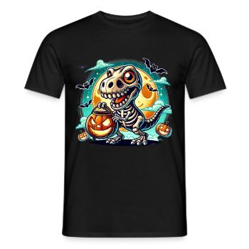 Süßer Dino Skelett Halloween Kürbislaterne - Männer T-Shirt - Schwarz - Vorne - AI Model Male 178 light (178cm)