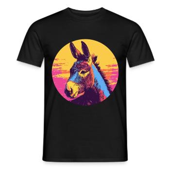 Pop Art Donkey - Men's T-Shirt - black - Front - AI Model Male 178 light (178cm)