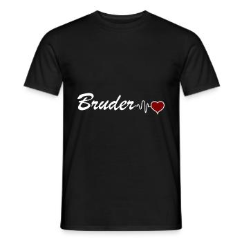 Idée cadeau frère coeur battement de coeur frère - T-shirt homme - noir - Devant - AI Model Male 178 light (178cm)