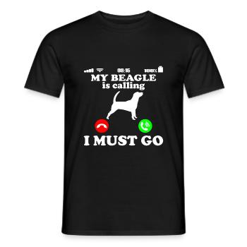 Beagle mon chien appelle l'idée de cadeau en disant - T-shirt homme - noir - Devant - AI Model Male 178 light (178cm)