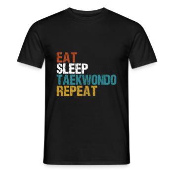 Taekwondo Kämpfer Sport Eat Sleep Repeat Geschenk - Männer T-Shirt - Schwarz - Vorne - AI Model Male 178 light (178cm)